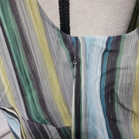 Lane Bryant Embroidered Split Double Chiffon Babydoll Cami - Green / Blue - Picture 6 of 8